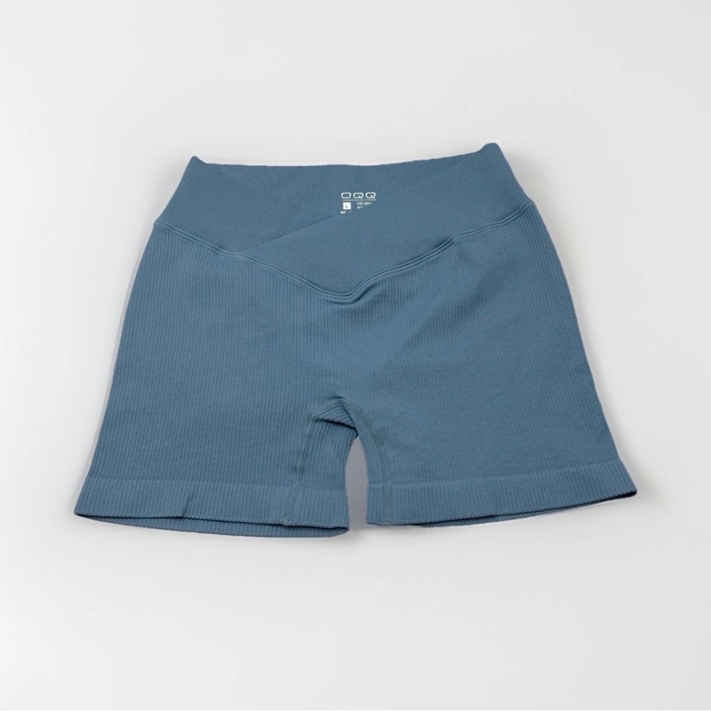 OQQ High-Rise Bike Shorts in Slate Blue